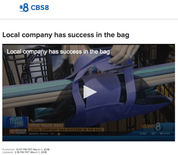 CBS 8 - SAN DIEGO — Local company has success in the bag