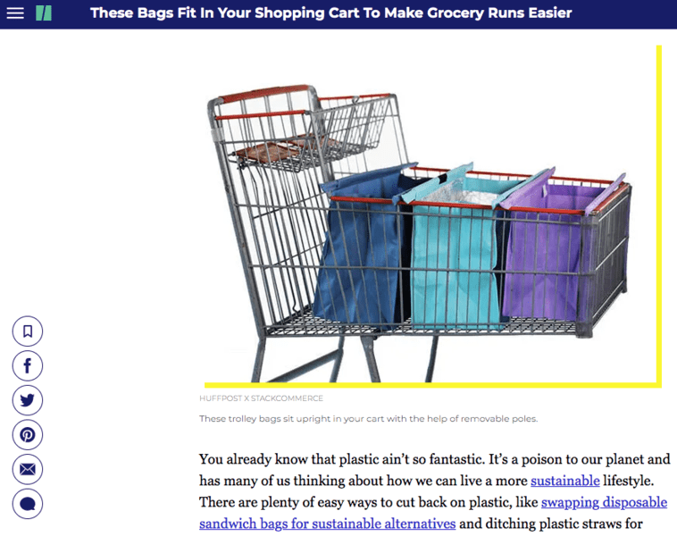 HuffPost - These Bags Fit In Your Shopping Cart To Make Grocery Runs Easier