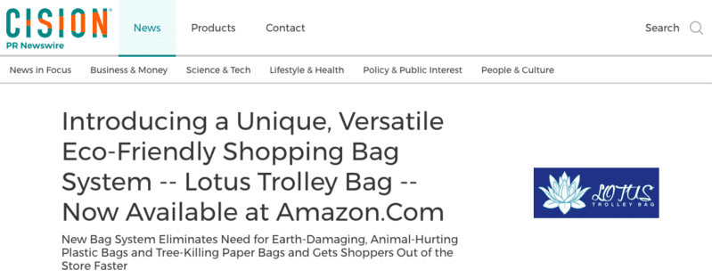 PR NEWSWIRE — Introducing a Unique, Versatile Eco-Friendly Shopping Bag System — the Lotus Trolley Bag — Available on Amazon