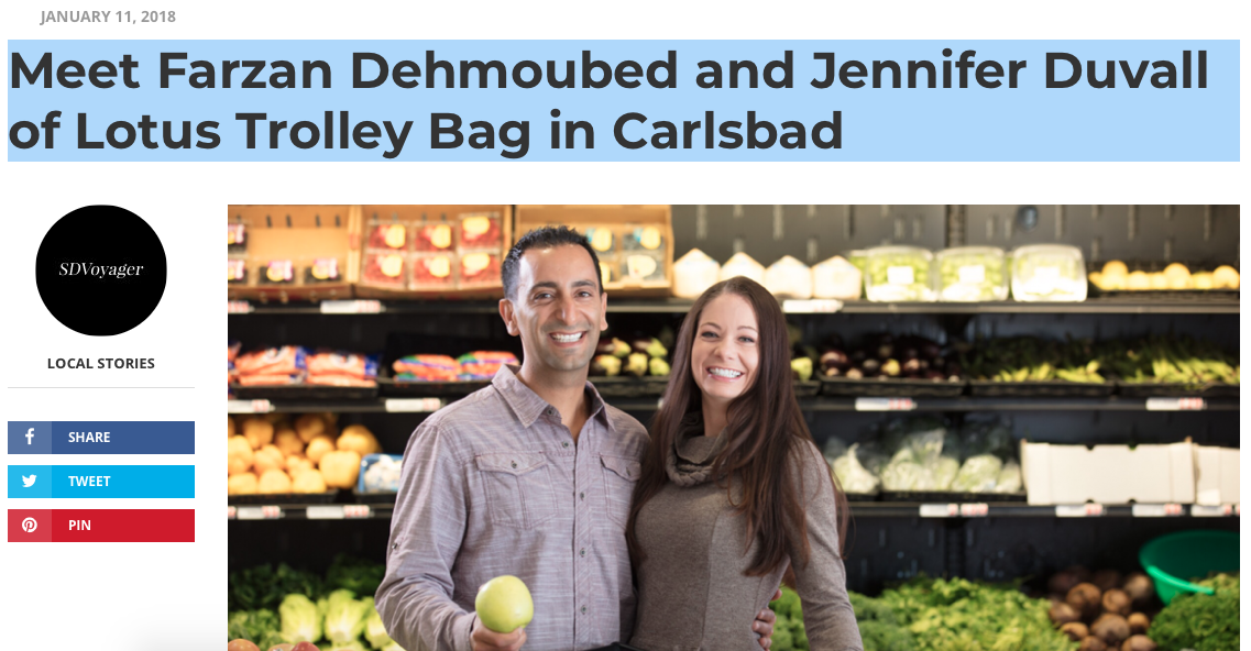 SD VOYAGER — Meet Farzan Dehmoubed and Jennifer Duvall of Lotus Trolley Bag in Carlsbad